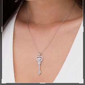 Zales Silver Heart Key Necklace
